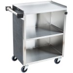 Lakeside 610B 3 Shelf Standard Duty Stainless Steel Utility Cart with Enclosed Base and Black Finish - 16 1/2