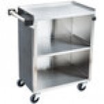 Lakeside 610B 3 Shelf Standard Duty Stainless Steel Utility Cart with Enclosed Base and Black Finish - 16 1/2