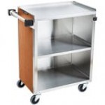 Lakeside 610B 3 Shelf Standard Duty Stainless Steel Utility Cart with Enclosed Base and Black Finish - 16 1/2