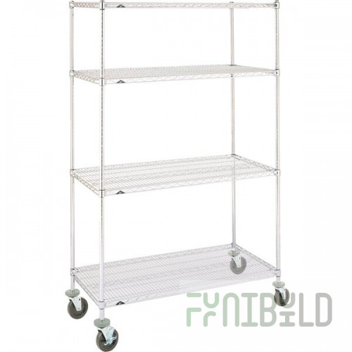Metro Super Erecta N556EC Chrome Mobile Wire Shelving Unit with Polyurethane Casters 24