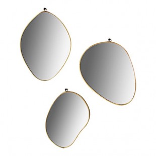 Kalalou 3-Piece Organic Shape Brass Framed Mirrors Set Kalalou 3-Piece Organic Shape Brass Framed Mirrors Set