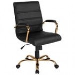Flash Furniture GO-2286M-BK-GG Mid-Back Black Leather Swivel Office Chair with Chrome Base and Arms Flash Furniture GO-2286M-BK-GG Mid-Back Black Leather Swivel Office Chair with Chrome Base and Arms