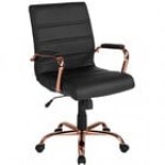 Flash Furniture GO-2286M-BK-GG Mid-Back Black Leather Swivel Office Chair with Chrome Base and Arms Flash Furniture GO-2286M-BK-GG Mid-Back Black Leather Swivel Office Chair with Chrome Base and Arms