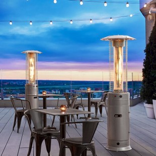 Backyard Pro Courtyard Series RNDFHSTL Steel Round Portable Propane Outdoor Patio Heater with Glass Tube - 46,000 BTU Backyard Pro Courtyard Series RNDFHSTL Steel Round Portable Propane Outdoor Patio Heater with Glass Tube - 46,000 BTU