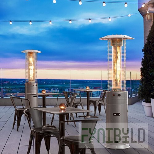 Backyard Pro Courtyard Series RNDFHSTL Steel Round Portable Propane Outdoor Patio Heater with Glass Tube - 46,000 BTU