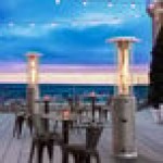 Backyard Pro Courtyard Series RNDFHSTL Steel Round Portable Propane Outdoor Patio Heater with Glass Tube - 46,000 BTU