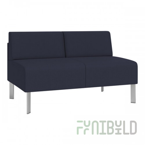 Lesro Luxe Lounge Series Open House Navy Fabric Loveseat with Steel Legs
