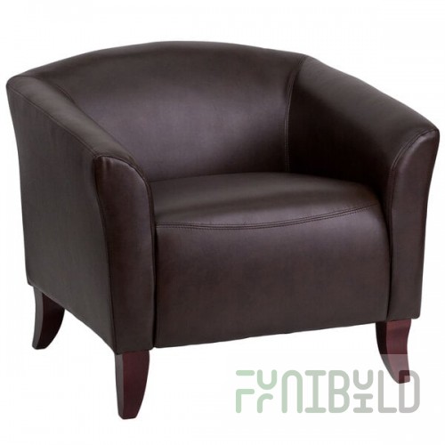 Flash Furniture 111-1-BN-GG Hercules Imperial Brown Leather Chair with Wooden Feet
