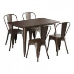 Lancaster Table & Seating Alloy Distressed Onyx Black Indoor Arm Chair with Gray Wood Seat
