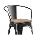 Lancaster Table & Seating Alloy Distressed Onyx Black Indoor Arm Chair with Gray Wood Seat