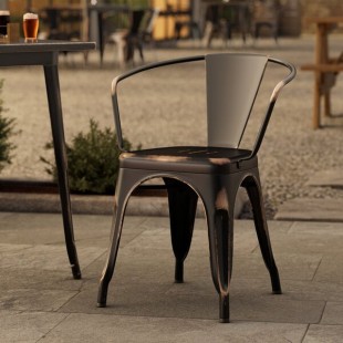 Lancaster Table & Seating Alloy Distressed Copper Outdoor Arm Chair Lancaster Table & Seating Alloy Distressed Copper Outdoor Arm Chair
