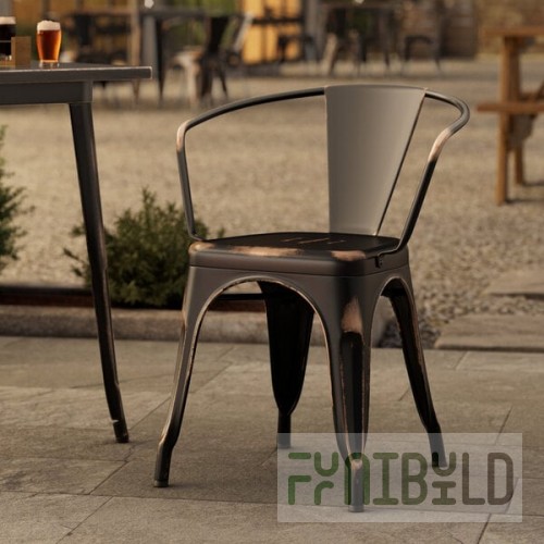 Lancaster Table & Seating Alloy Distressed Copper Outdoor Arm Chair
