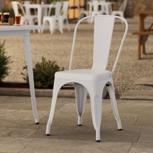 Lancaster Table & Seating Alloy Pearl White Outdoor Cafe Chair