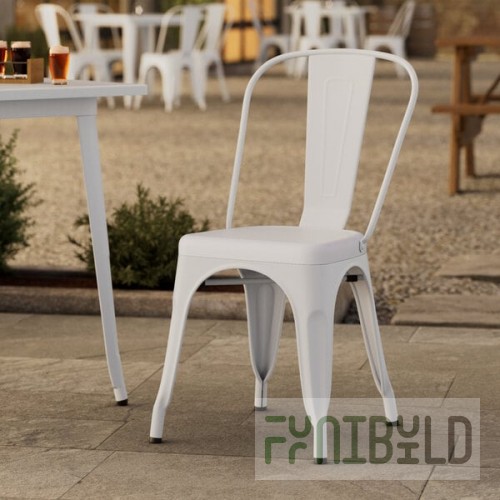 Lancaster Table & Seating Alloy Pearl White Outdoor Cafe Chair