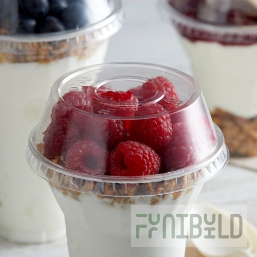 Dome PET Lid without Hole for Parfait Cups - 100/Pack