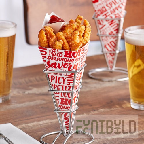 Carnival King 10 oz. Square Savory Printed Cardboard Fry Cone - 500/Case