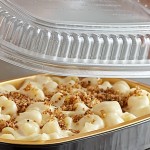 Choice Heavy Duty Smoothwall Black and Gold Small Oblong Foil Take-Out Pan with Dome Lid 23.3 oz. - 100/Case Choice Heavy Duty Smoothwall Black and Gold Small Oblong Foil Take-Out Pan with Dome Lid 23.3 oz. - 100/Case