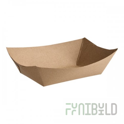 #300 3 lb. Natural Eco-Kraft Customizable Paper Food Tray - 500/Case