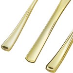 Visions Classic 3-Piece Extra Heavy Weight Gold Plastic Cutlery Set - 25/Pack Visions Classic 3-Piece Extra Heavy Weight Gold Plastic Cutlery Set - 25/Pack