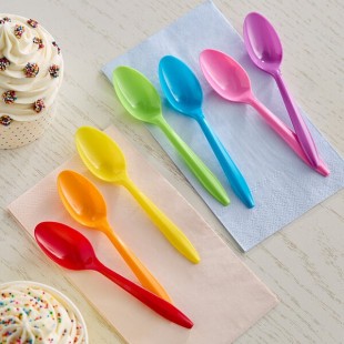 Choice Assorted Colors Medium Heavy Weight Polypropylene Plastic Teaspoon - 1,000/Case Choice Assorted Colors Medium Heavy Weight Polypropylene Plastic Teaspoon - 1,000/Case