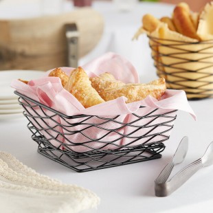 American Metalcraft BNRB86B Square Birdnest Black Metal Basket / Riser - 8 American Metalcraft BNRB86B Square Birdnest Black Metal Basket / Riser - 8