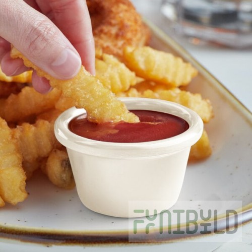 Acopa 1.5 oz. Bone White Smooth Melamine Ramekin - 12/Case