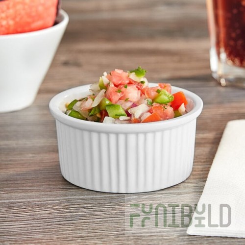 Acopa 5 oz. Bright White Fluted Porcelain Ramekin - 48/Case