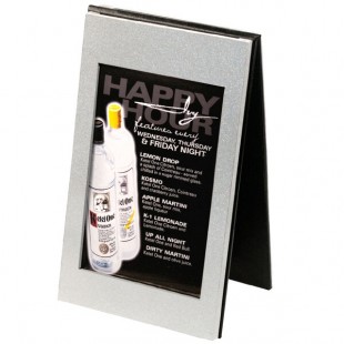 Menu Solutions CHMT-B Double View Aluminum / Vinyl Menu Tent with Brushed Finish - 5