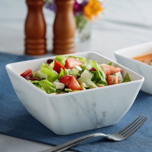 American Metalcraft MWMSQ7 54 oz. White Marble Square Melamine Bowl American Metalcraft MWMSQ7 54 oz. White Marble Square Melamine Bowl