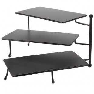 American Metalcraft TPREC3 3-Tier Black Rectangular Foldable Riser Stand American Metalcraft TPREC3 3-Tier Black Rectangular Foldable Riser Stand