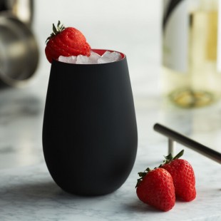 Stolzle Glisten from Global Tableware Collective 16.5 oz. Matte Black/Red Stemless Wine Glass / Tumbler - 6/Case