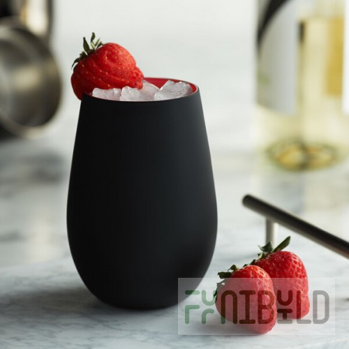 Stolzle Glisten from Global Tableware Collective 16.5 oz. Matte Black/Red Stemless Wine Glass / Tumbler - 6/Case