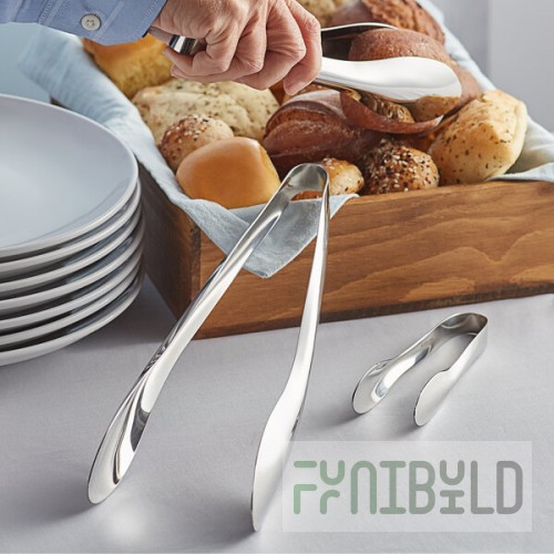 Acopa 3-Piece 18/8 Stainless Steel Tongs with Smooth Edge
