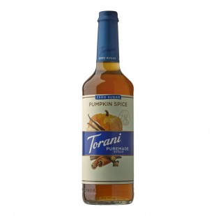 Torani Puremade Sugar-Free Pumpkin Spice Flavoring Syrup 750 mL Glass Bottle