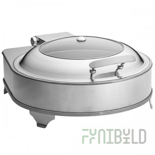 TableCraft CW40164 4 Qt. Round Stainless Steel Quick View Electric Chafer with Stand - 110V