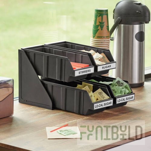 Choice Black 2-Tier Self-Serve Organizer Set with 4 Bins and 2 Label Sheets