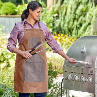 Backyard Pro Cedar Heavy-Duty Canvas Grilling Apron with Utility Pockets - 32 1/2 Backyard Pro Cedar Heavy-Duty Canvas Grilling Apron with Utility Pockets - 32 1/2