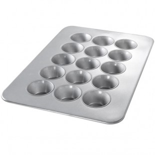 Chicago Metallic 47005 15 Cup 8.2 oz. Glazed Aluminized Steel Jumbo Pecan Roll / Muffin Pan - 17 7/8