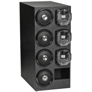 Vollrath K58801 Black 4-Slot 8 - 44 oz. Standard Countertop Cup Dispenser Cabinet with 3 LidSaver® 3 Dispensers and 1 Straw Pocket