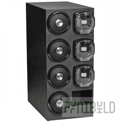 Vollrath K58801 Black 4-Slot 8 - 44 oz. Standard Countertop Cup Dispenser Cabinet with 3 LidSaver® 3 Dispensers and 1 Straw Pocket