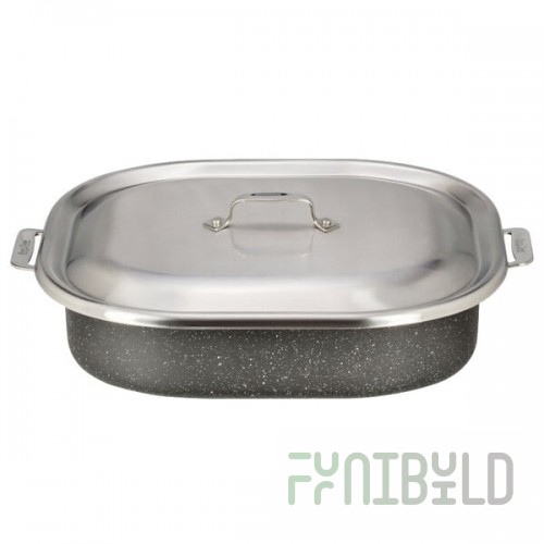 Bon Chef 60004CLDGALAXY Cucina 7 Qt. Galaxy Stainless Steel Roasting Pan with Lid - 15