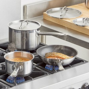 Vigor SS1 Series 6-Piece Induction Ready Stainless Steel Cookware Set with 2 Qt. , 4.5 Qt. Sauce Pans and 9.5 Vigor SS1 Series 6-Piece Induction Ready Stainless Steel Cookware Set with 2 Qt. , 4.5 Qt. Sauce Pans and 9.5