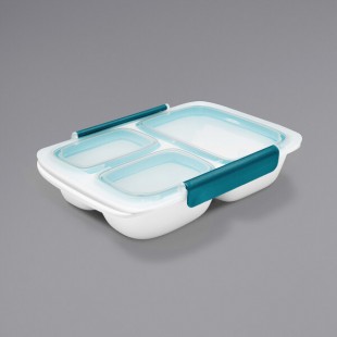 OXO Prep & Go 4.1 Cup White Rectangular Polypropylene Divided Food Storage Container with Snap-On Lid OXO Prep & Go 4.1 Cup White Rectangular Polypropylene Divided Food Storage Container with Snap-On Lid