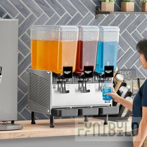 Vollrath VBBE3-37-F Triple 5.28 Gallon Bowl Refrigerated Beverage Dispenser with Fountain Spray Circulation - 115V
