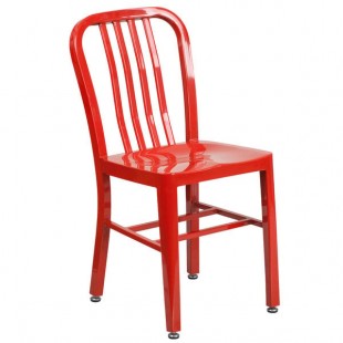 Flash Furniture CH-61200-18-RED-GG Red Metal Indoor / Outdoor Chair with Vertical Slat Back