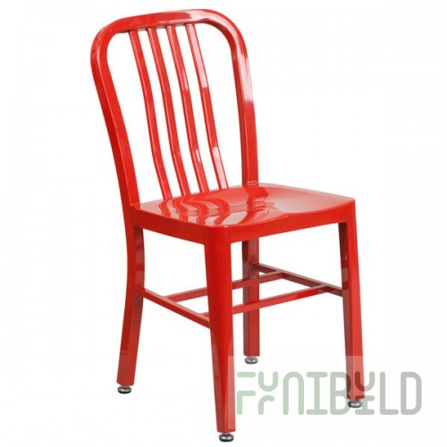 Flash Furniture CH-61200-18-RED-GG Red Metal Indoor / Outdoor Chair with Vertical Slat Back