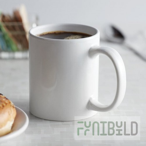 Acopa 12 oz. Customizable Bright White C-Handle Stoneware Mug - 36/Case