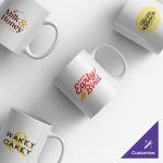 Acopa 12 oz. Customizable Bright White C-Handle Stoneware Mug - 36/Case