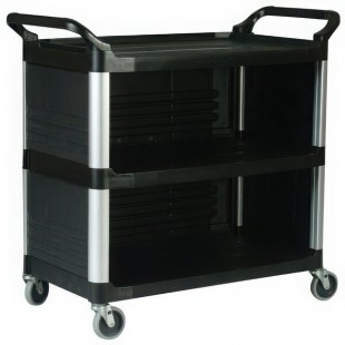 Rubbermaid® FG409300BLA Xtra Black 300 lb. Utility Cart with Enclosed End Panels on Three Sides
