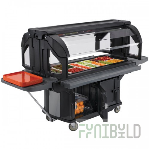 Cambro VBRUHD5110 Black 5' Versa Ultra Food / Salad Bar with Storage and Heavy-Duty Casters
